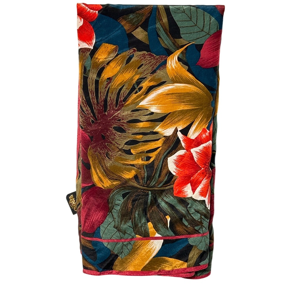 VTGโ Art of the Scarf Tie Rack London Scarf Teal Red Monstera Floral 32" x 34"